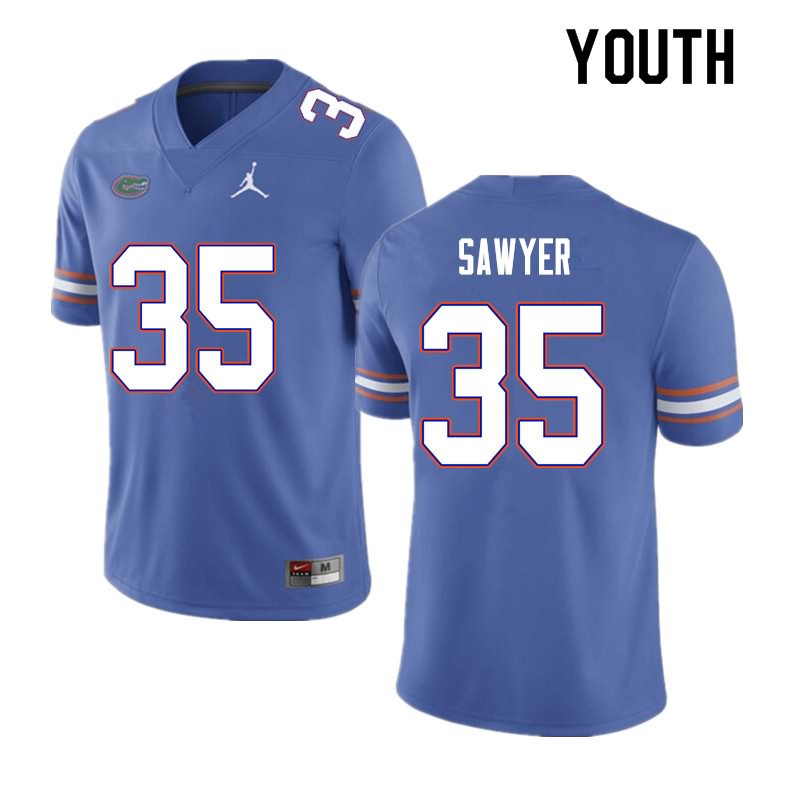 Youth NCAA Florida Gators William Sawyer #35 Stitched Authentic Nike Blue College Football Jersey AKX2465ST